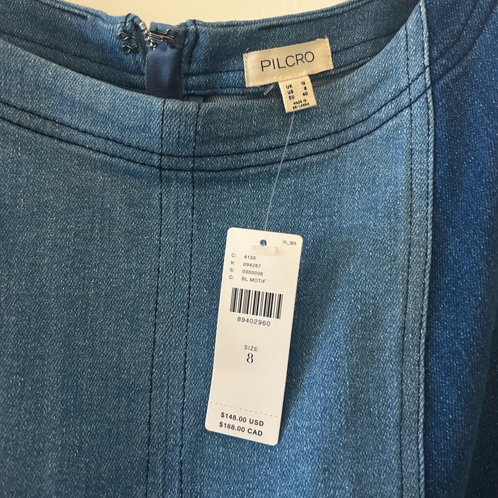 Pilcro Two-Tone Blue Denim Mini Dress - Picture 3 of 4